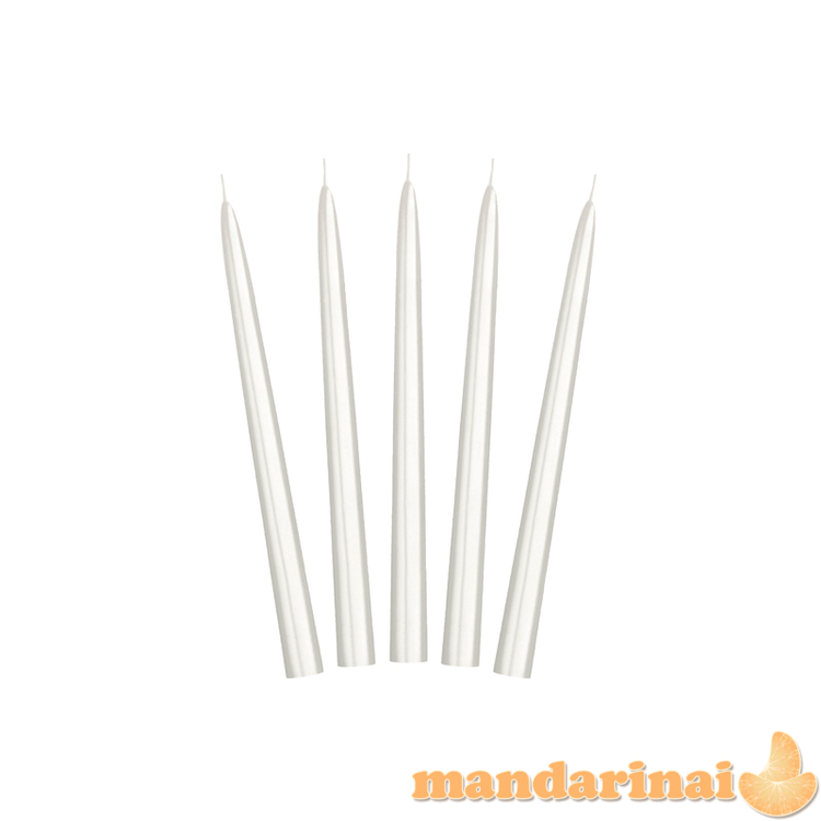 Taper candles, metallic, pearl, 24cm (1 pkt / 10 pc.)