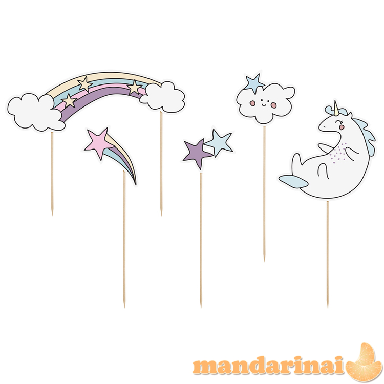 Cake topper Unicorn, 13-23.5 cm (1 pkt / 5 pc.)