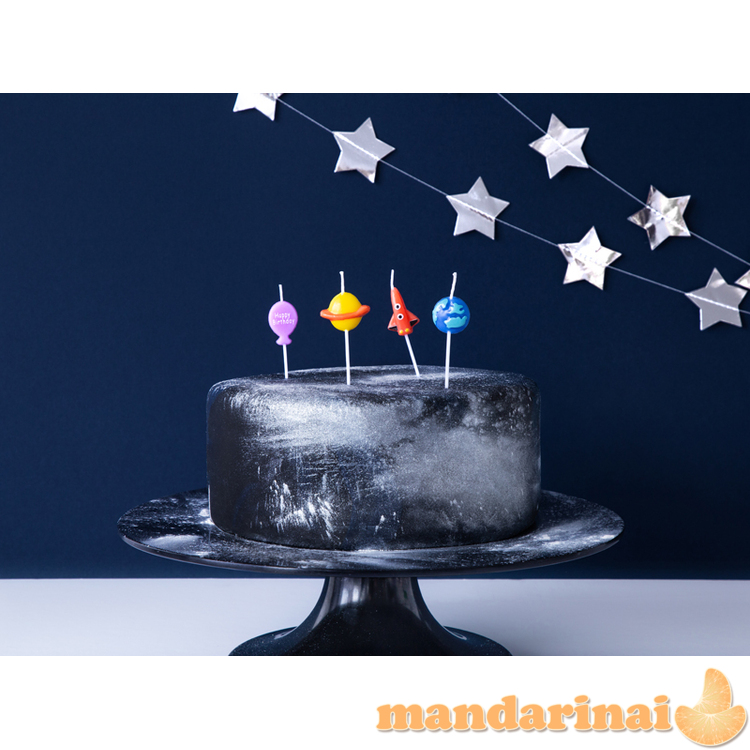 Birthday candles Space, mix, 2-3cm (1 pkt / 4 pc.) 1