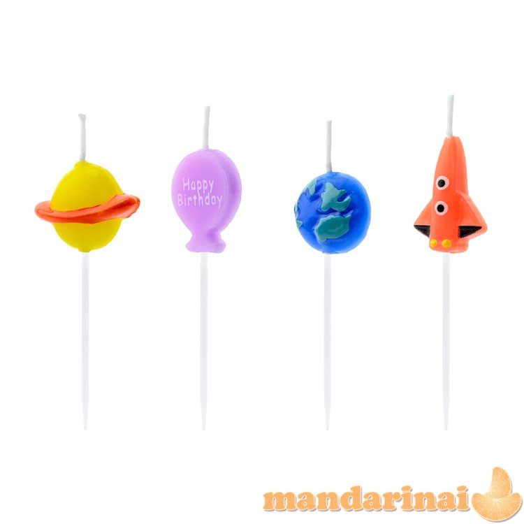 Birthday candles Space, mix, 2-3cm (1 pkt / 4 pc.)