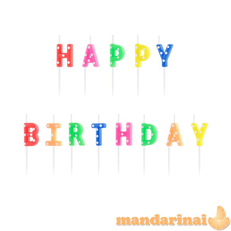 Birthday candles Happy Birthday, mix, 2.5cm (1 pkt / 13 pc.)