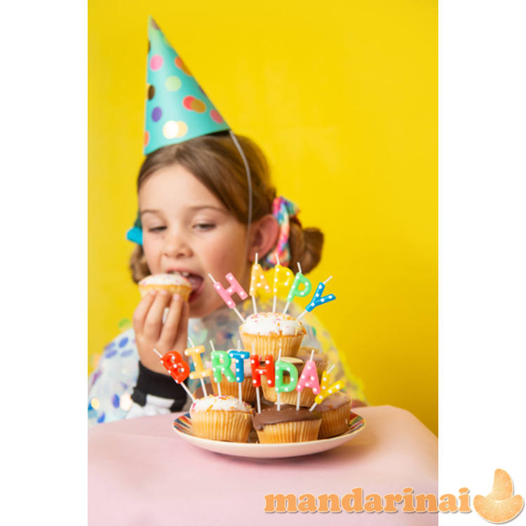 Birthday candles Happy Birthday, mix, 2.5cm (1 pkt / 13 pc.)