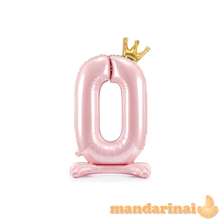Standing foil balloon Number   0   , 84 cm,  light pink
