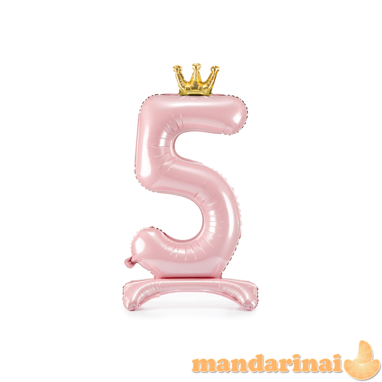 Standing foil balloon Number   5   , 84 cm,  light pink