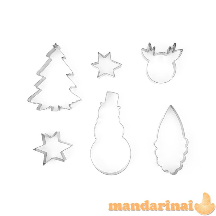 Cookie cutters Merry Christmas, silver (1 pkt / 6 pc.)