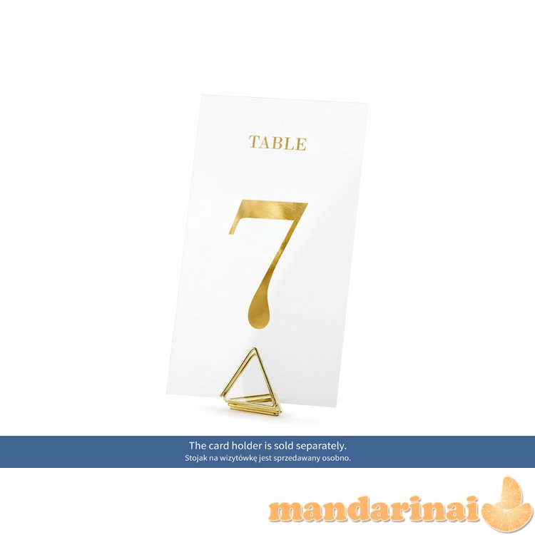 Tranparent table numbers, gold, 7x12cm (1 pkt / 20 pc.)