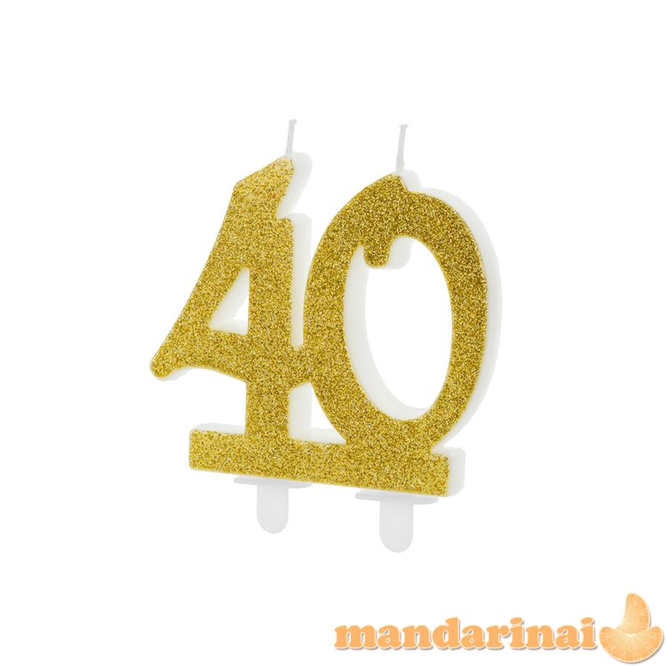 Birthday candle Number 40, gold, 7.5cm