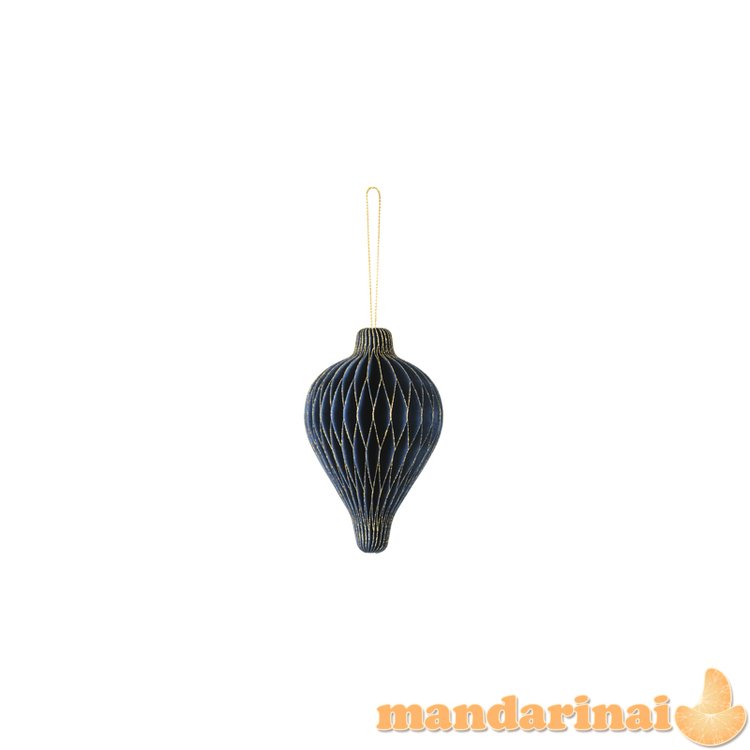 Paper honeycomb ornament Drop, navy blue, 8x12 cm