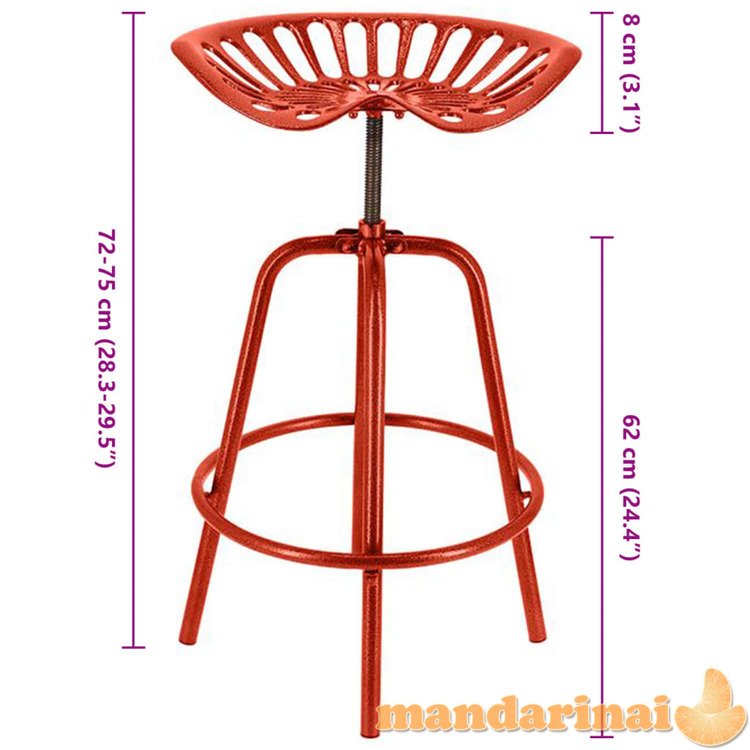 Esschert design baro kėdė, raudona, traktoriaus sėdynės dizaino