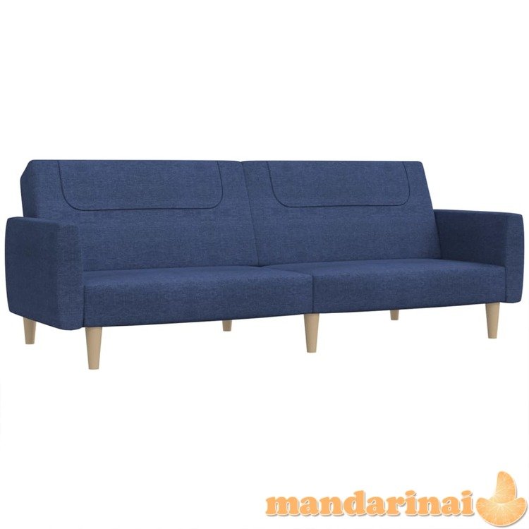 Dvivietė sofa-lova, mėlynos spalvos, audinys