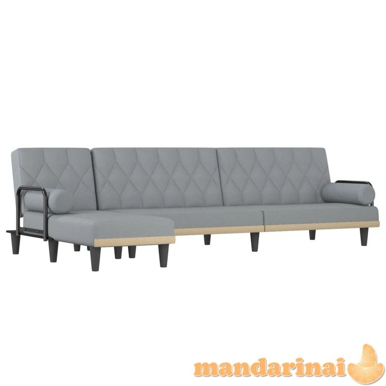 L formos sofa-lova, šviesiai pilka, 260x140x70cm, audinys