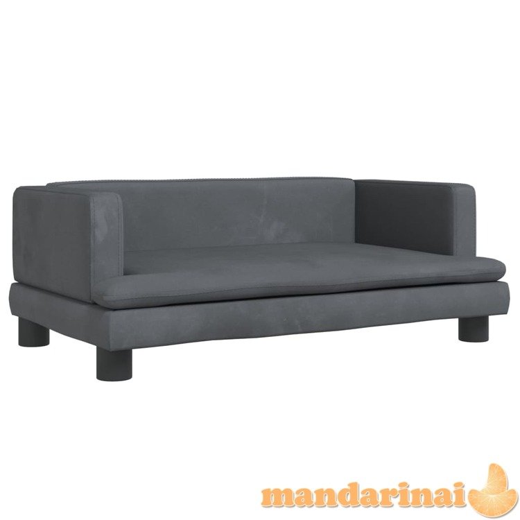 Vaikiška sofa, tamsiai pilkos spalvos, 80x45x30cm, aksomas