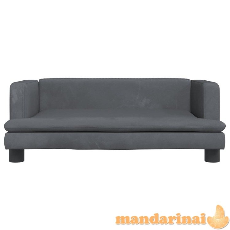 Vaikiška sofa, tamsiai pilkos spalvos, 80x45x30cm, aksomas