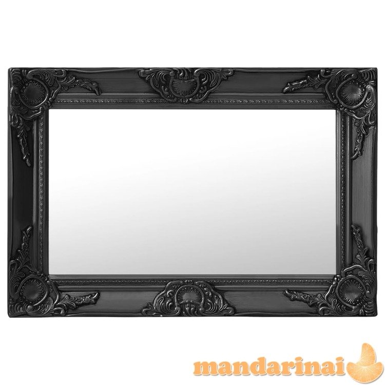 Sieninis veidrodis, juodos spalvos, 60x40cm, barokinis stilius