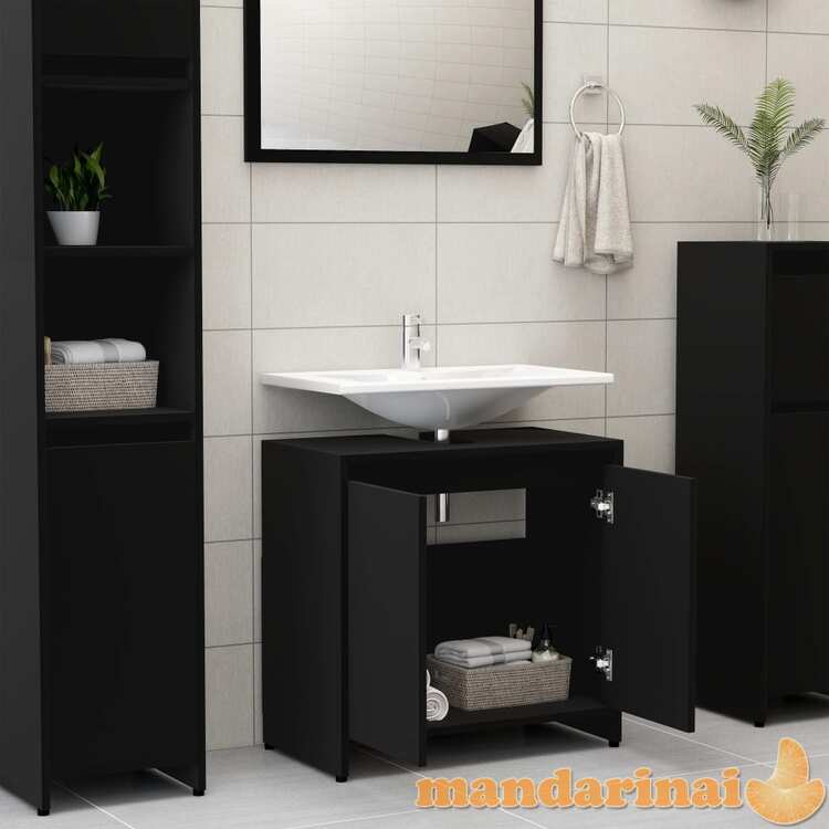 Vonios kambario spintelė, juodos spalvos, 60x33x61cm, mdp