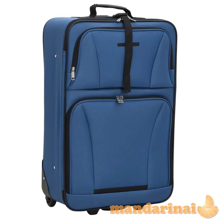 Kelioninių lagaminų komplektas, 5 dalių, mėlynas, audinys