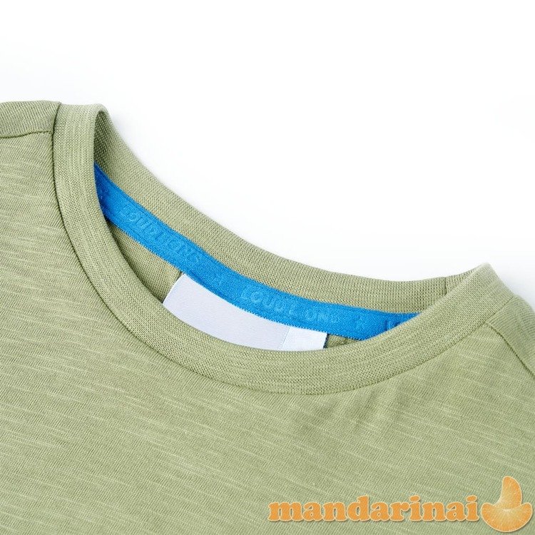 Vaikiški marškinėliai, šviesios chaki spalvos, 116 dydžio