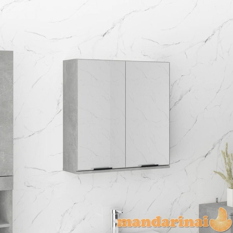 Veidrodinė vonios spintelė, betono pilkos spalvos, 64x20x67cm