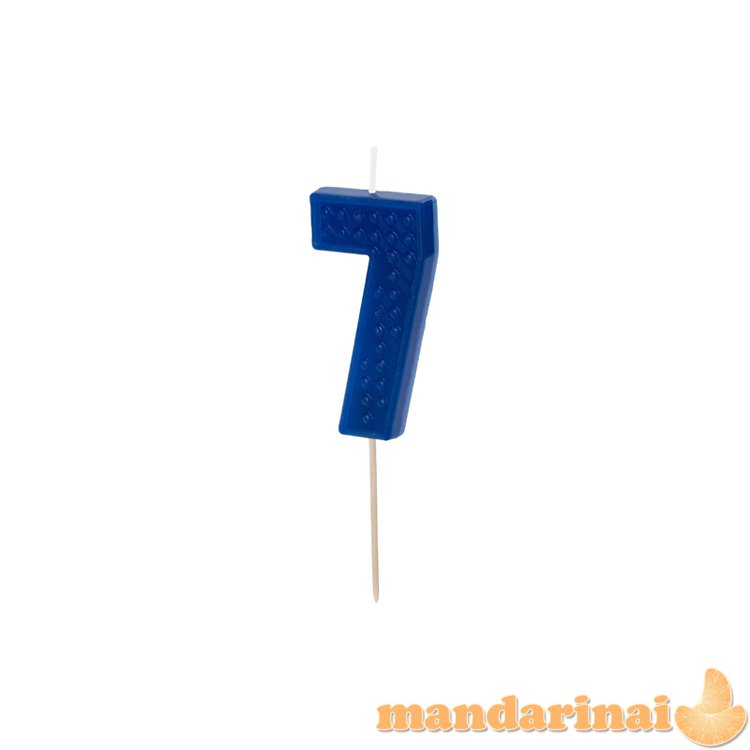 Birthday candle Number 7, 6 cm, blue