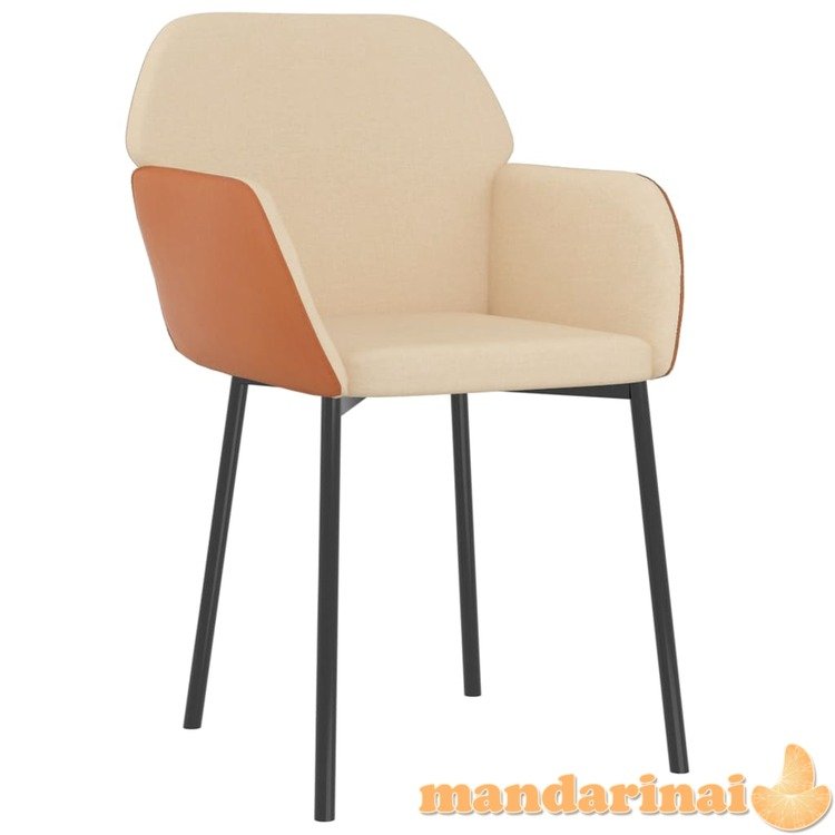 Valgomojo kėdės, 2vnt., kreminės spalvos, audinys/dirbtinė oda