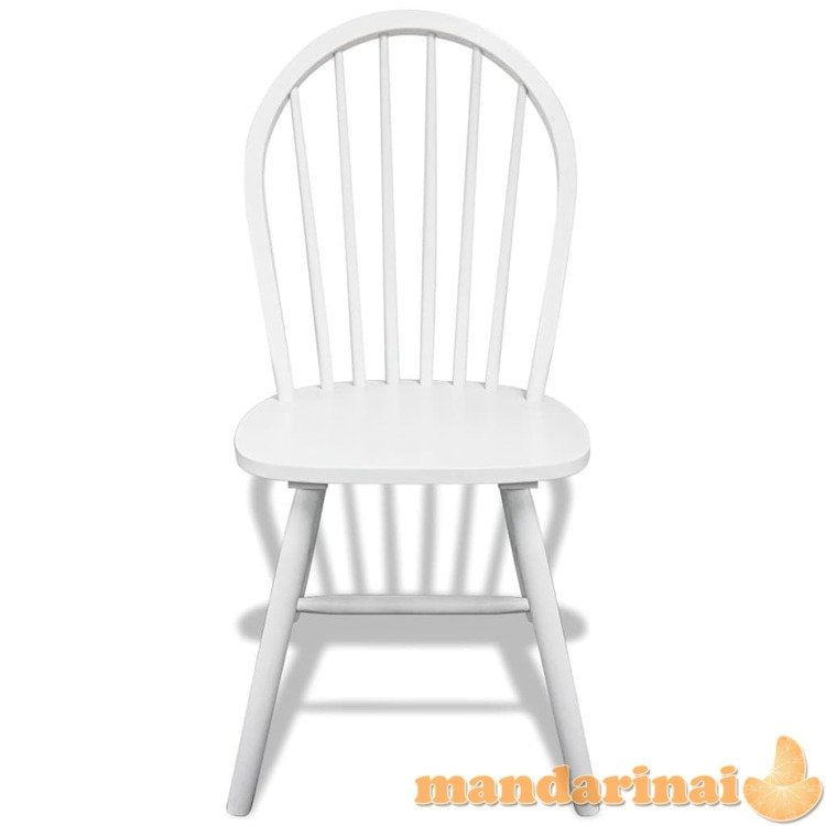 Valgomojo kėdės, 6 vnt., baltos, kaučiukmedžio masyvas
