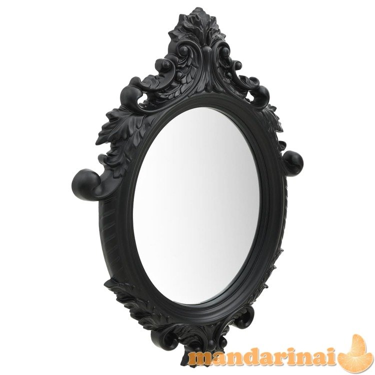 Sieninis veidrodis, juodos spalvos, 56x76cm, rūmų stiliaus