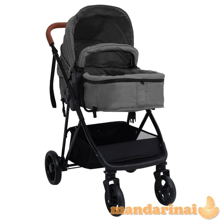 Vaikiškas vežimėlis 2-1, šviesiai pilkas/juodas, plienas
