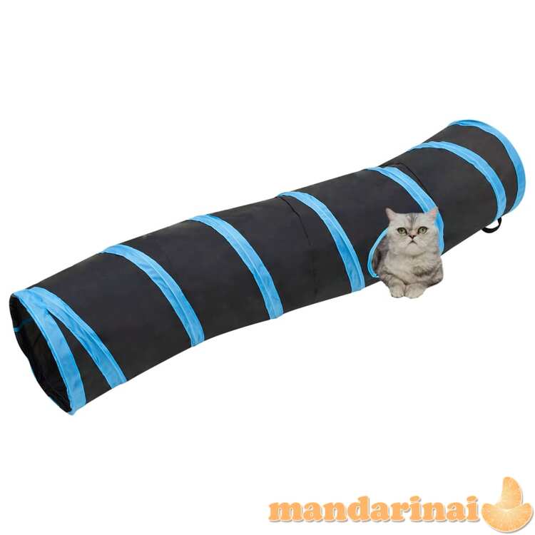 Tunelis katėms, juodas ir mėlynas, 122cm, poliesteris, s formos