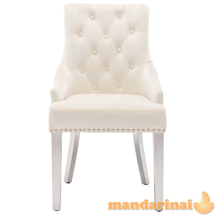 Valgomojo kėdės, 6vnt., kreminės spalvos, aksomas (3x337028)