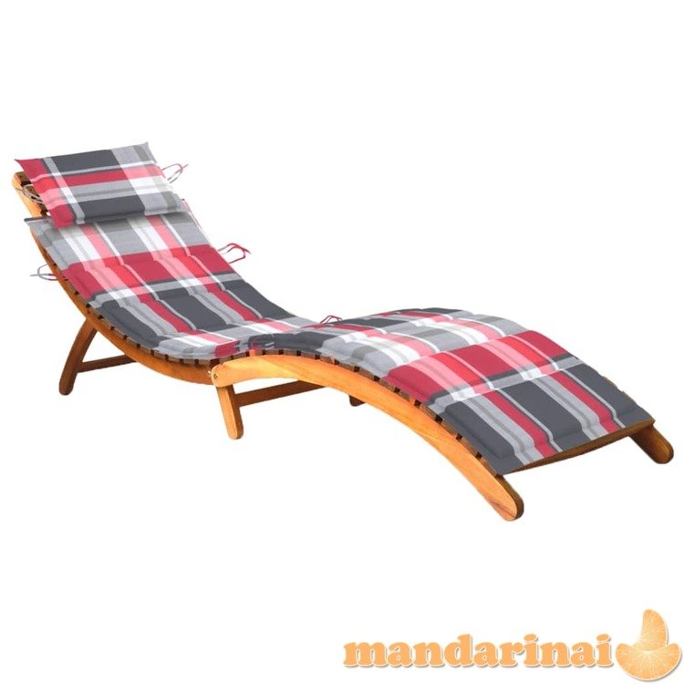 Sodo saulės gultas su čiužinuku, akacijos medienos masyvas