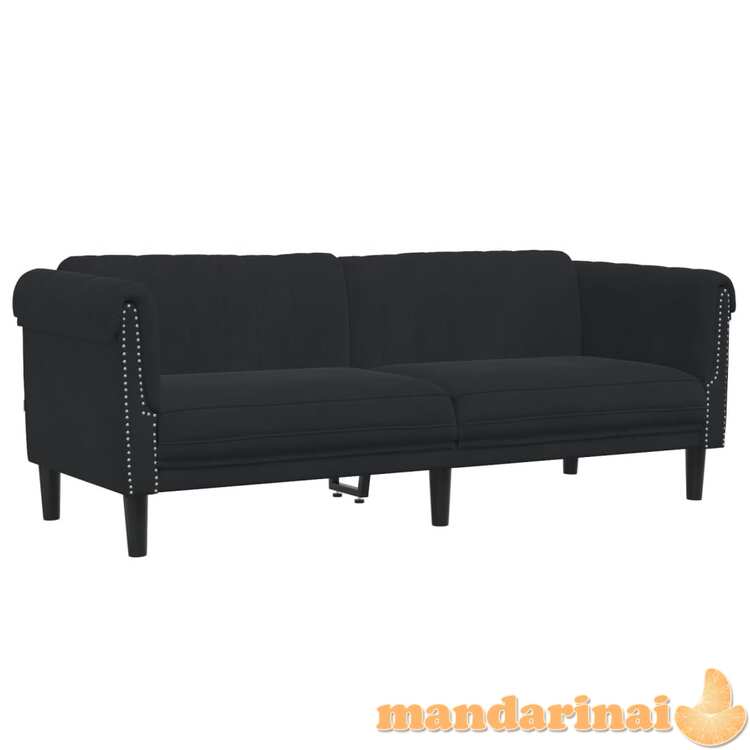 Trivietė sofa, juodos spalvos, aksomas