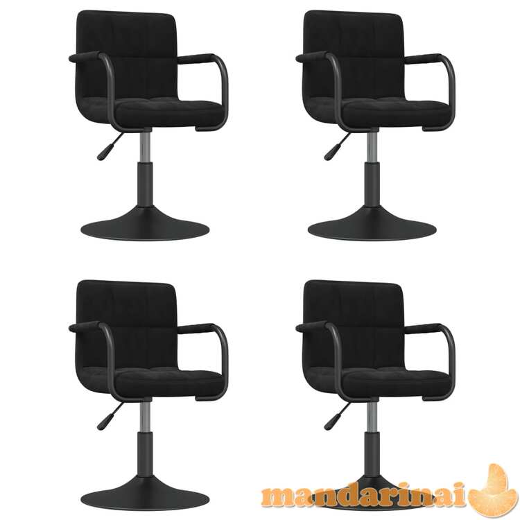 Pasukamos valgomojo kėdės, 4vnt., juodos spalvos, aksomas