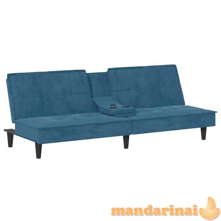 Sofa-lova su puodelių laikikliais, mėlynos spalvos, aksomas