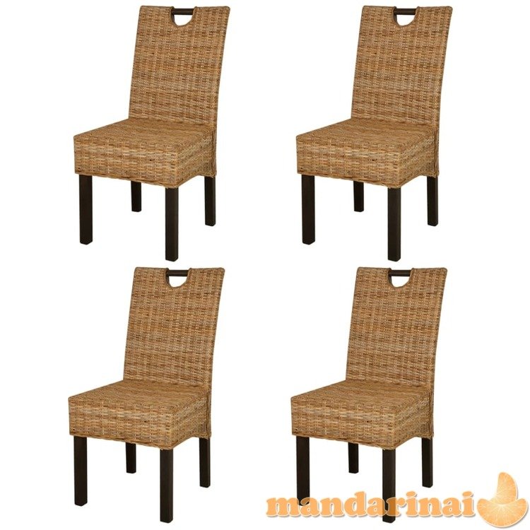 Valgomojo kėdės, 4 vnt., kubu ratanas, mango mediena