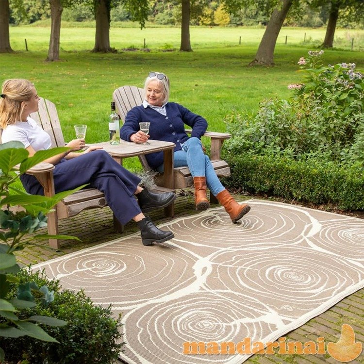 Esschert design lauko kilimas, 240x150cm, su didėjančių žiedų raštais