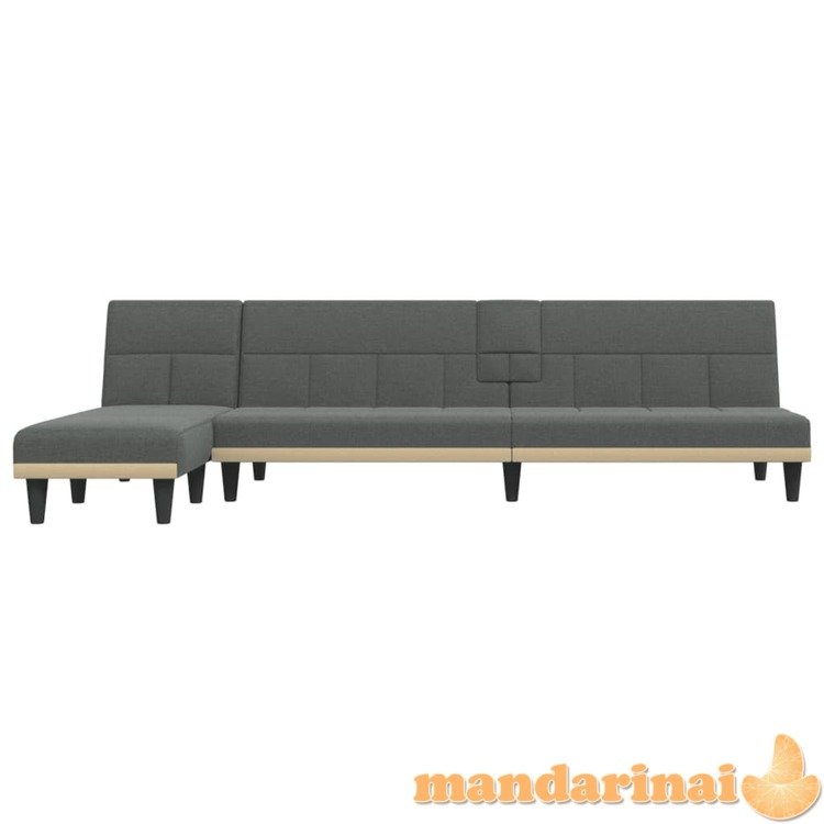 L formos sofa-lova, tamsiai pilka, 255x140x70cm, audinys
