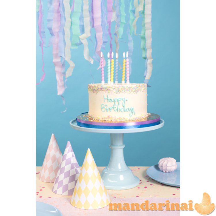 Birthday candles curl, 8.5 cm, mix (1 pkt / 6 pc.)