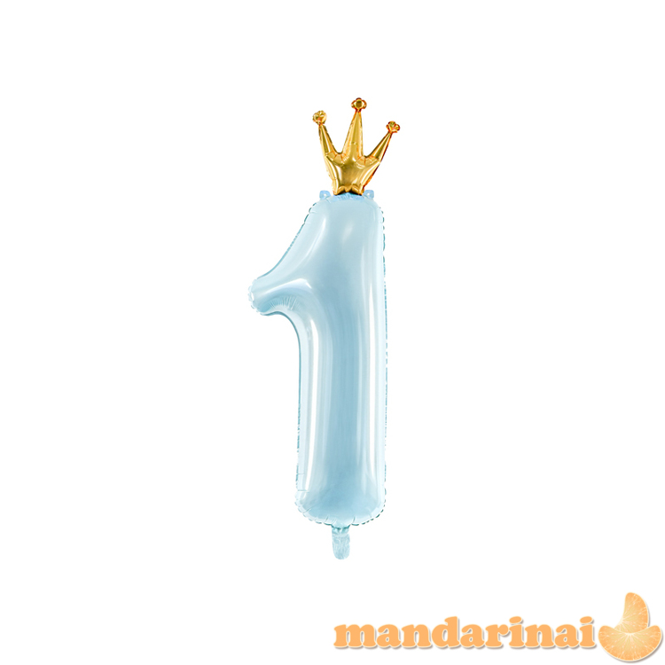 Foil Balloon Number   1  , 37x100 cm, sky-blue