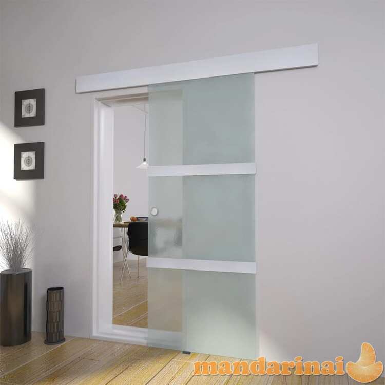 Stumdomos durys, stiklas ir aliuminis, 178 cm, sidabro spalvos