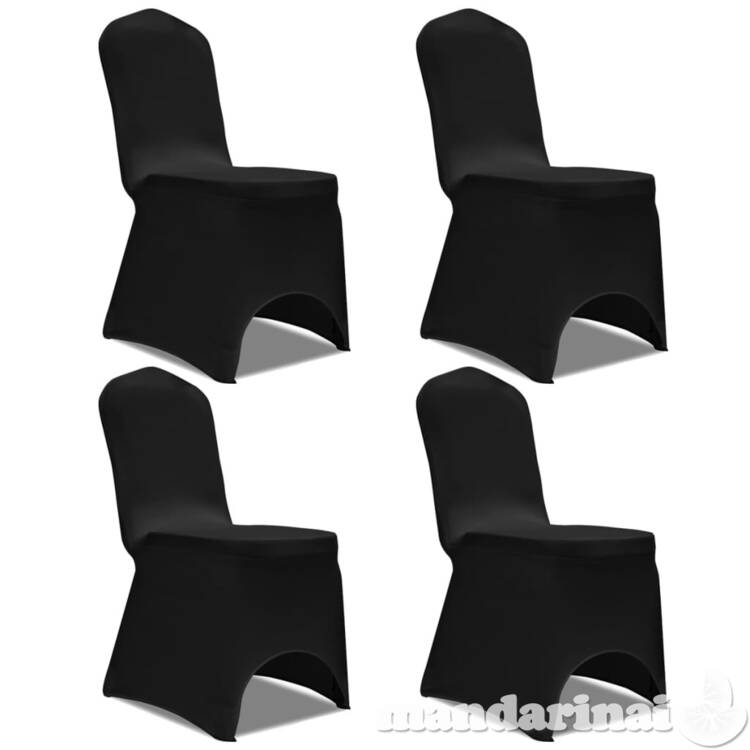 Tamprūs užvalkalai kėdėms, 4 vnt., juodos spalvos
