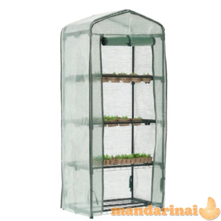 Šiltnamio balkonas sodo daržas su keturiomis lentynomis gėlėms 69 x 49 x 160 cm