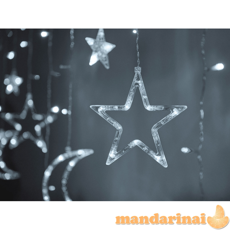 LED mėnulio užuolaida šviečia žvaigždėmis 2,5m 138LED šalta 3