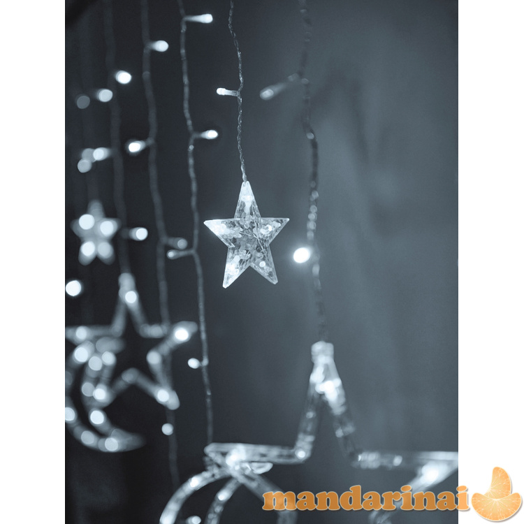 LED mėnulio užuolaida šviečia žvaigždėmis 2,5m 138LED šalta 4