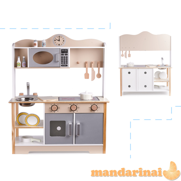 LULILO vaikiška medinė virtuvė MDF KUKETO + priedai 3