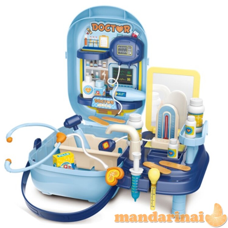 Gydytojo rinkinys su priedais lagamine 34el. + stalas 1