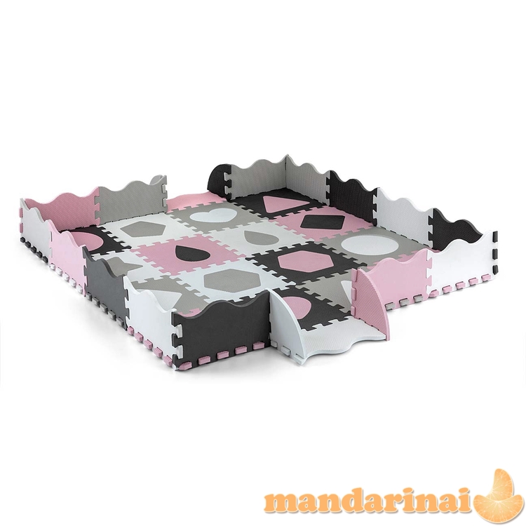 Jolly 4x4 Shapes dėlionės porolono kilimėlis – rožinė pilka