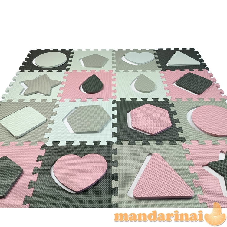 Jolly 4x4 Shapes dėlionės porolono kilimėlis – rožinė pilka