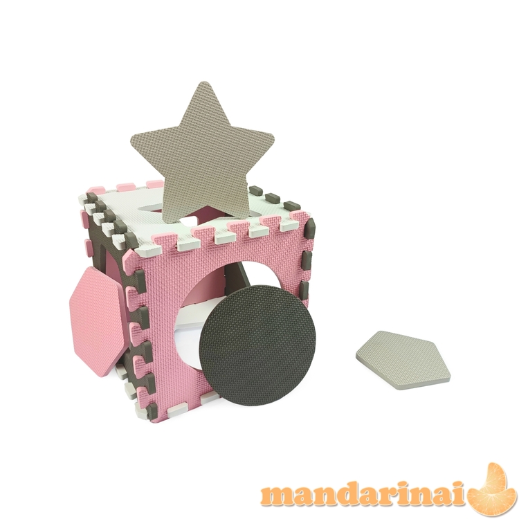 Jolly 4x4 Shapes dėlionės porolono kilimėlis – rožinė pilka