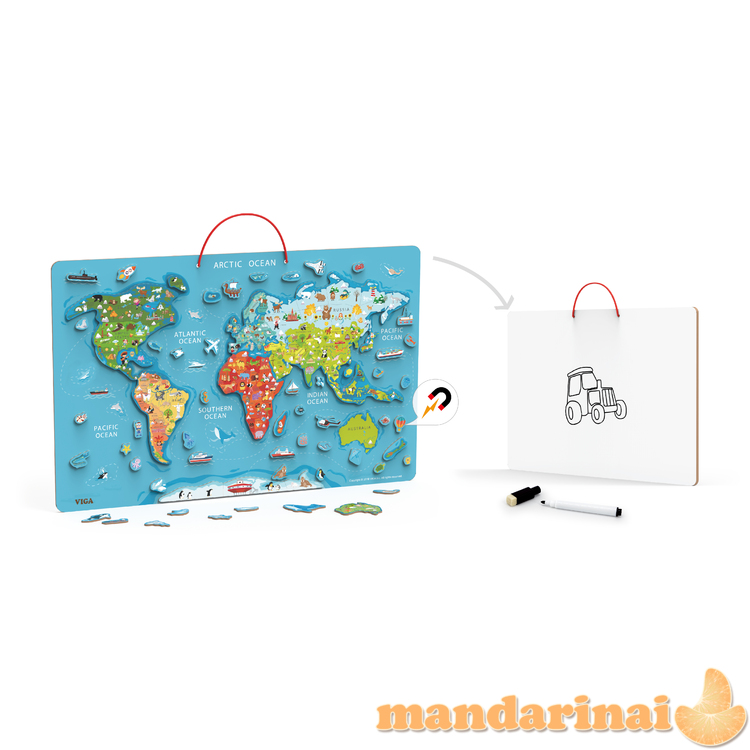 Viga 44508 2in1 Mokomoji lenta su magnetiniu pasaulio žemėlapiu