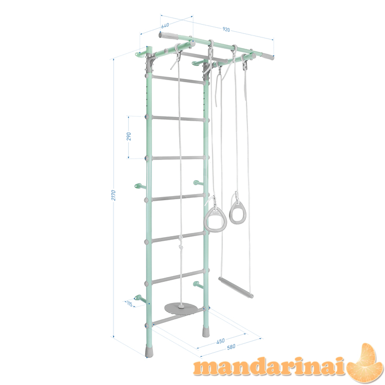 Sporto kompleksas (gimnastikos sienelė)  MAGIC pistacijų-pilka, 217x58cm